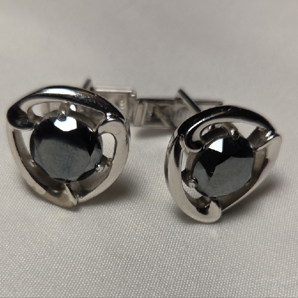 Elegant Silver and Black Cuff Links